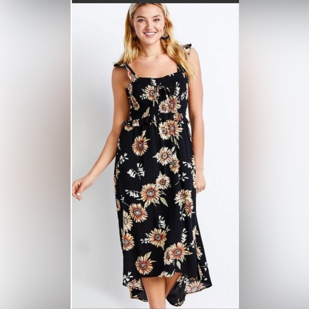 Maurices Black Floral High-Low Sundress